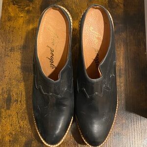 Free People Black Leather Loafers